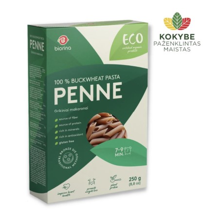 Eko grikių makaronai Penne 250g Eko grikių makaronai Penne 250g